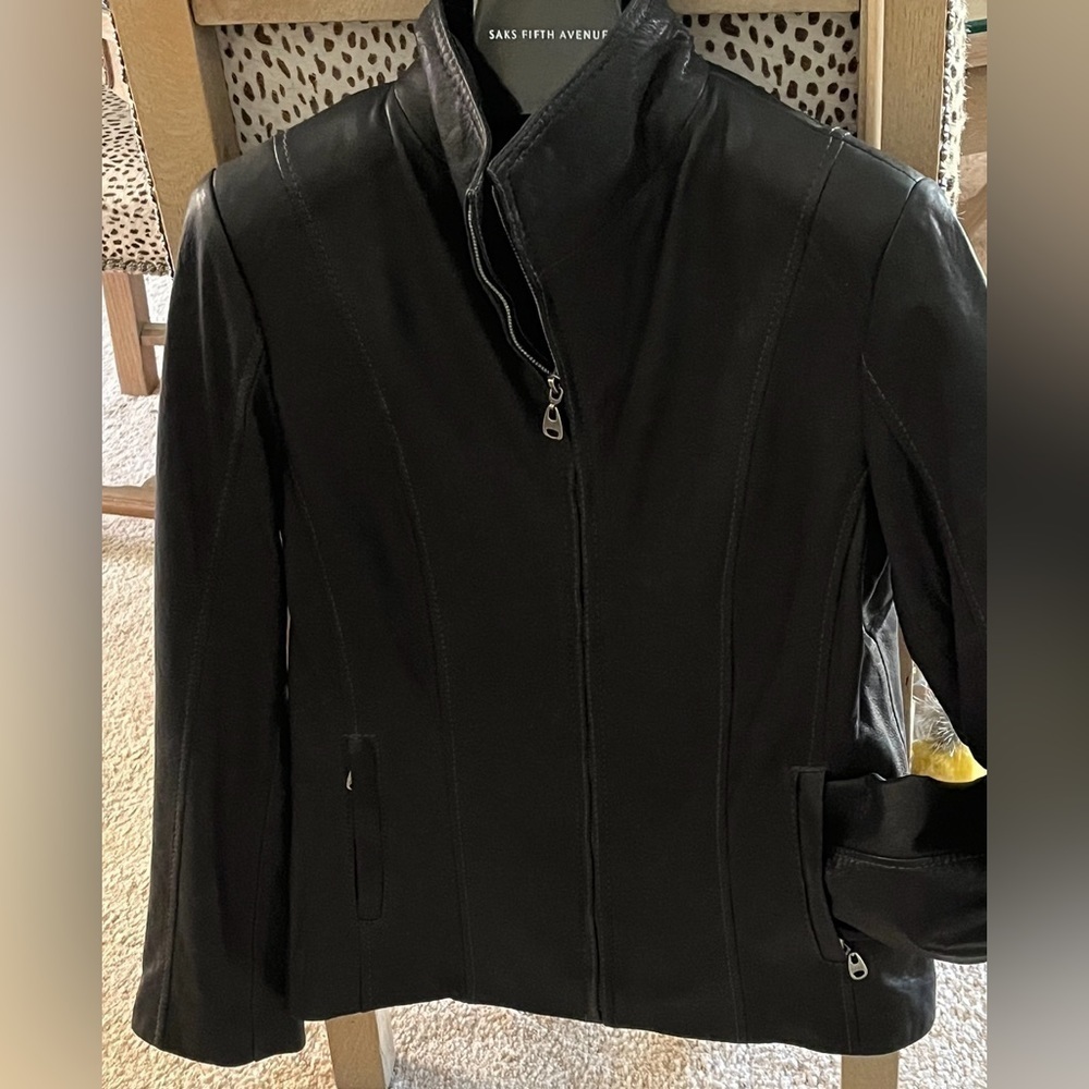 100% Lambskin Moto Jacket, Marc New York by Andrew Marc Black BNWOT - Picture 4 of 15